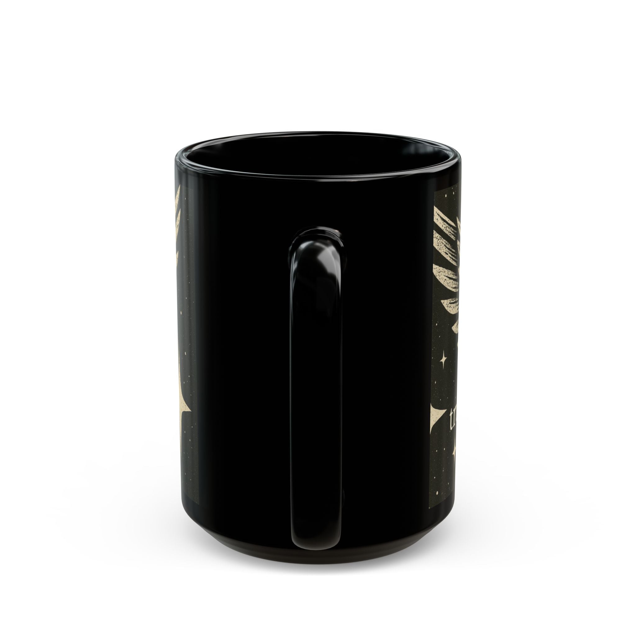 Winged Eyeball Black Mug – Gothic Retro Occult Coffee Cup