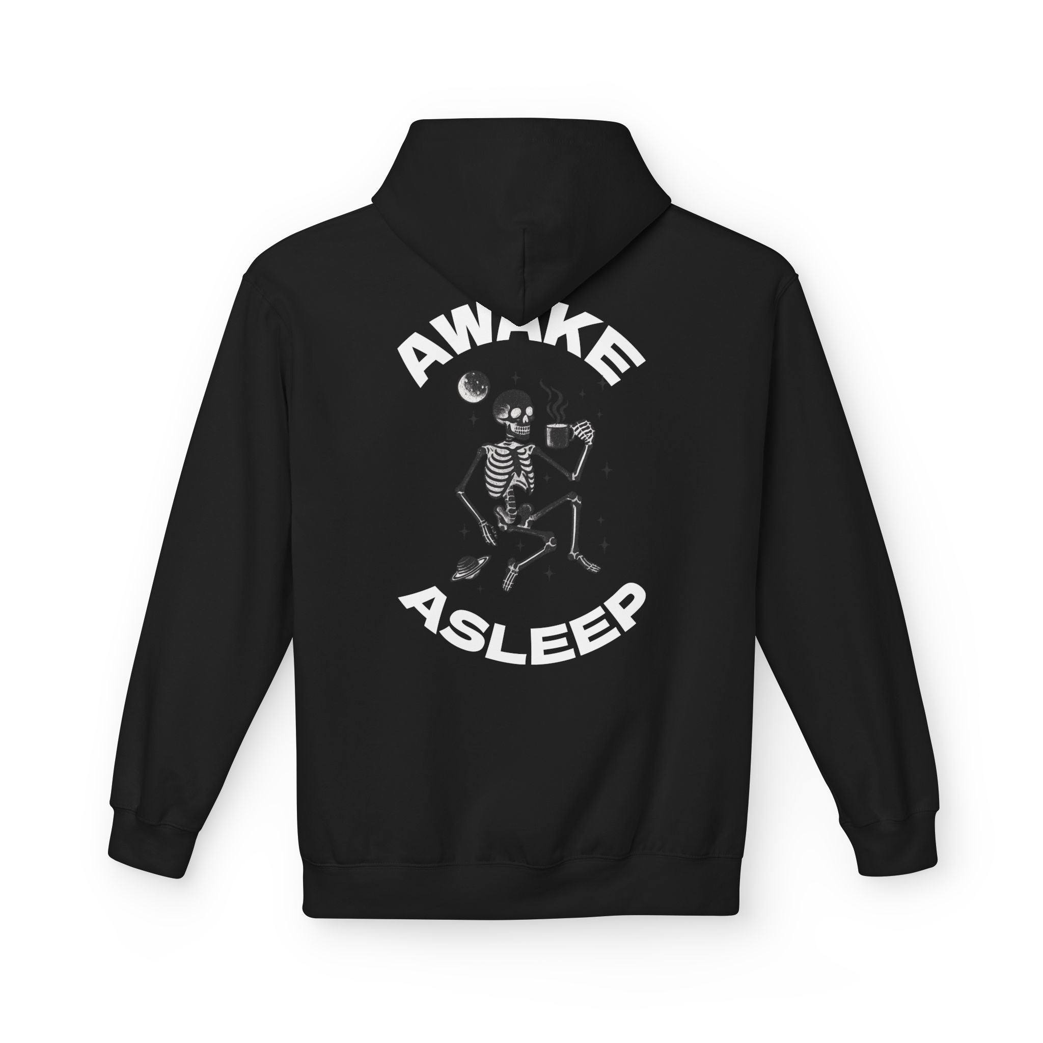 Unisex Awake Asleep Skeleton White Font Hoodie