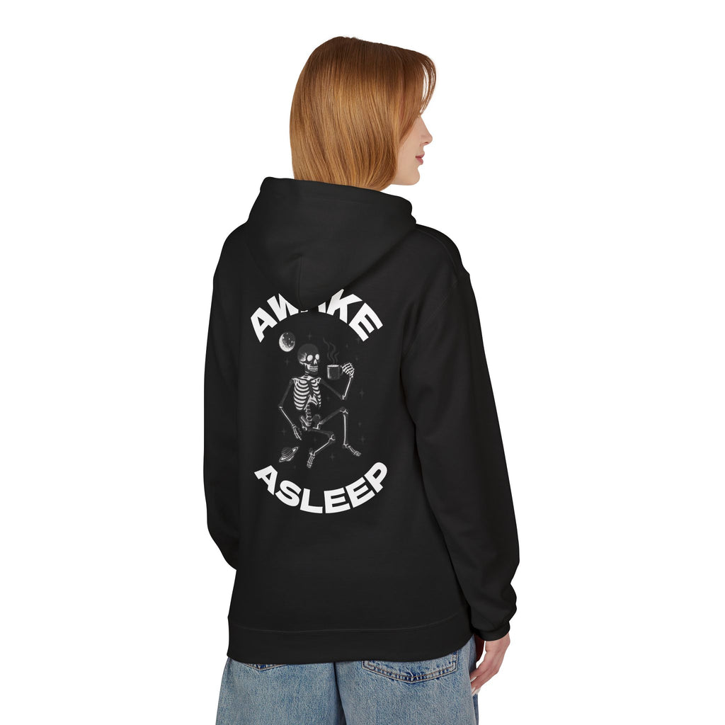 Unisex Awake Asleep Skeleton White Font Hoodie