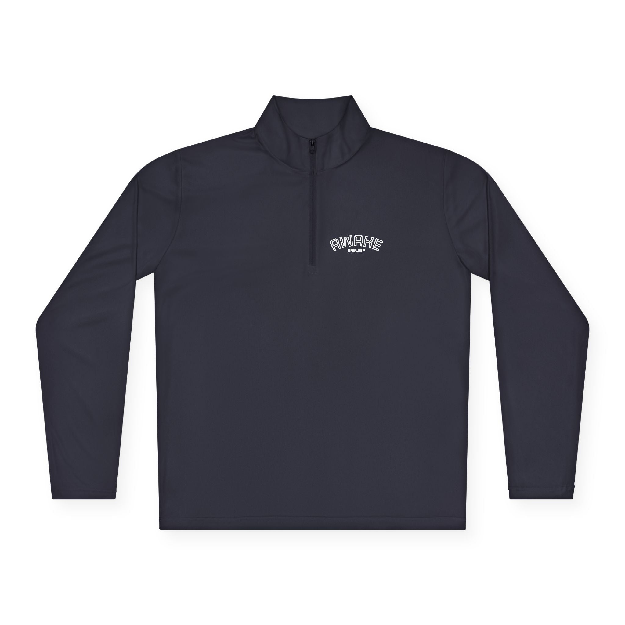 Quarter-Zip Pullover — Minimal '"Awake & Asleep" Chest Logo Pullover