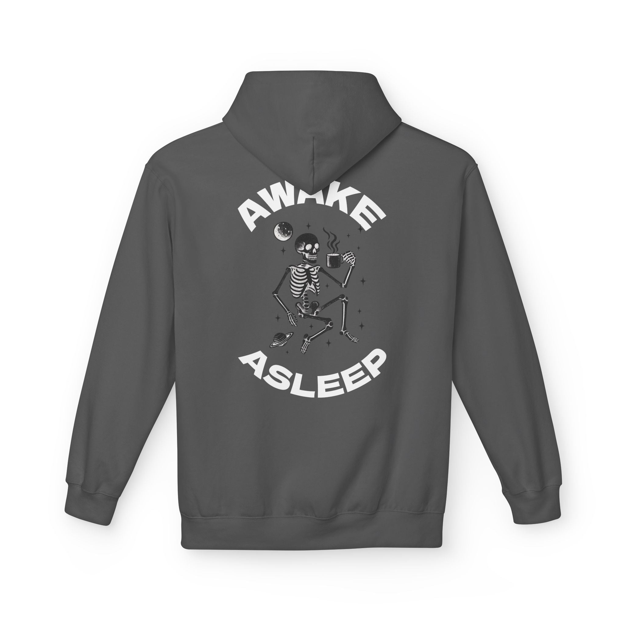 Unisex Awake Asleep Skeleton White Font Hoodie