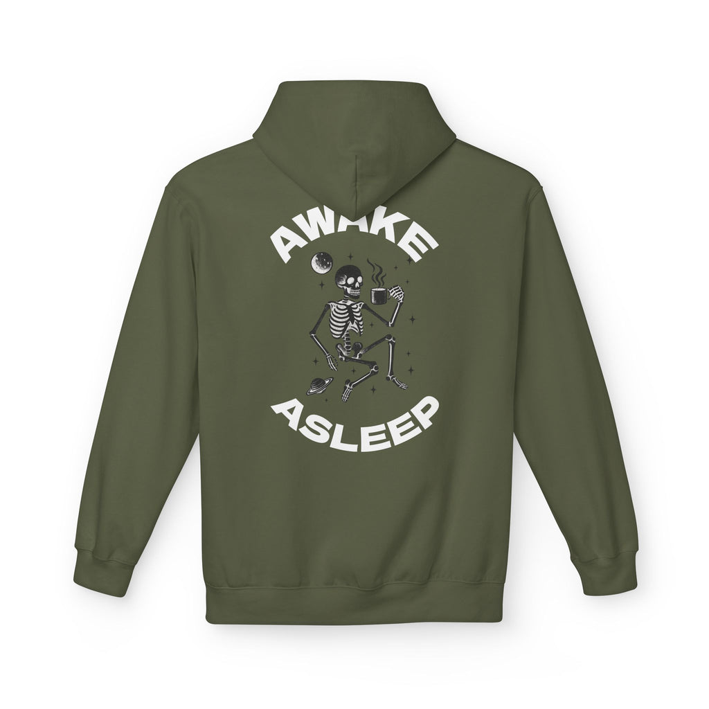 Unisex Awake Asleep Skeleton White Font Hoodie