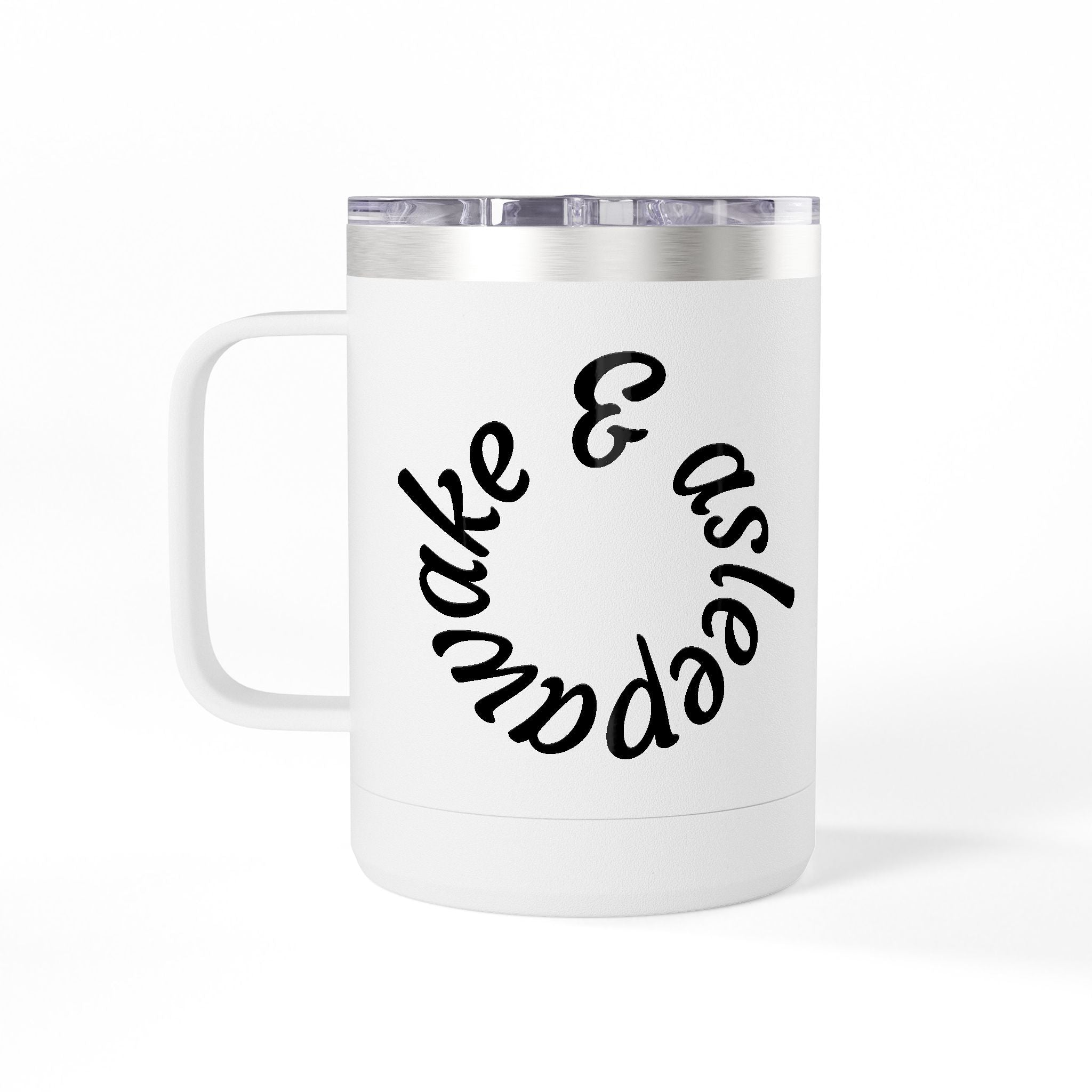 15oz Insulated Coffee Tumbler Mug "awake & asleep"