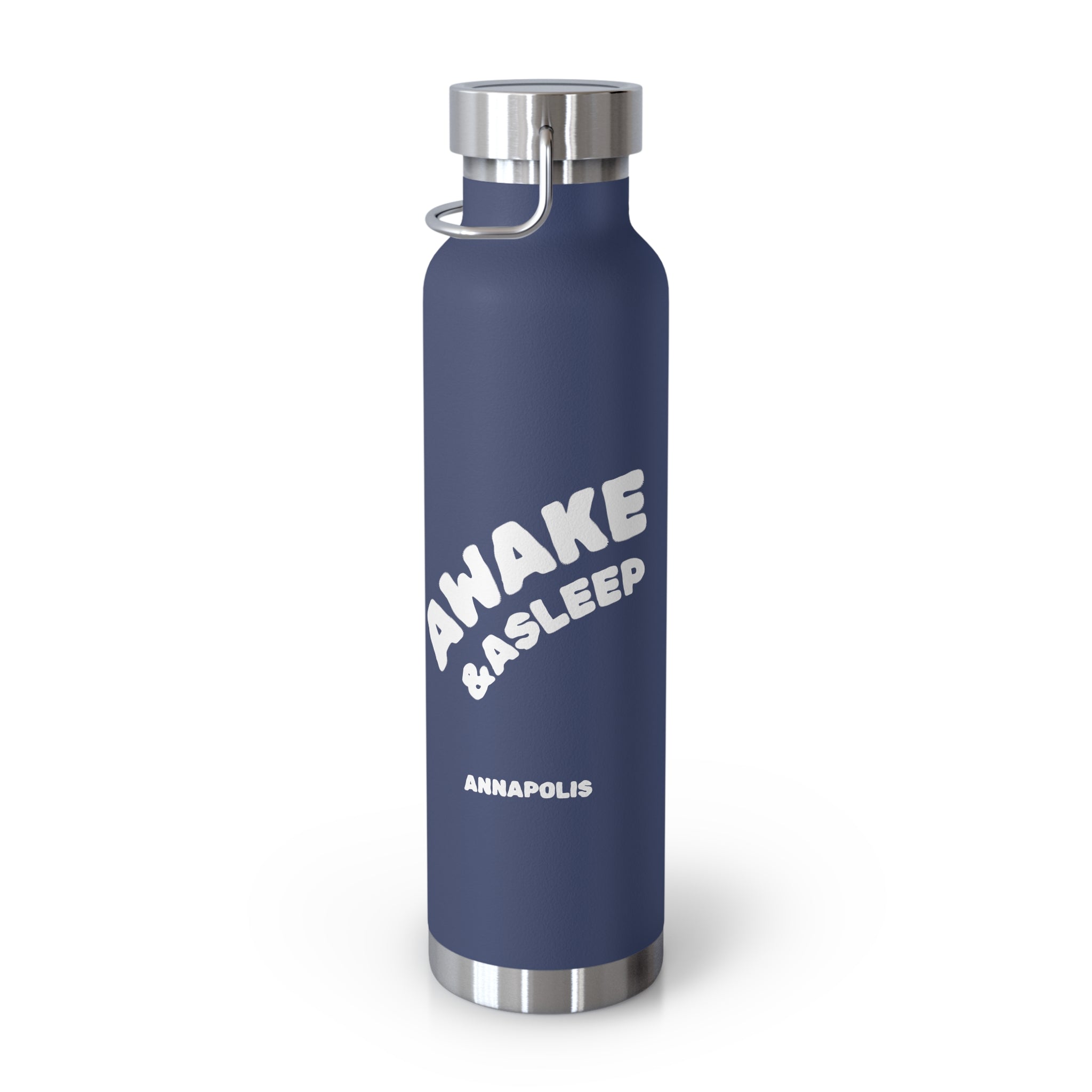 22oz Insulated Water Bottle – Red 'Awake & Asleep' Skeleton Design