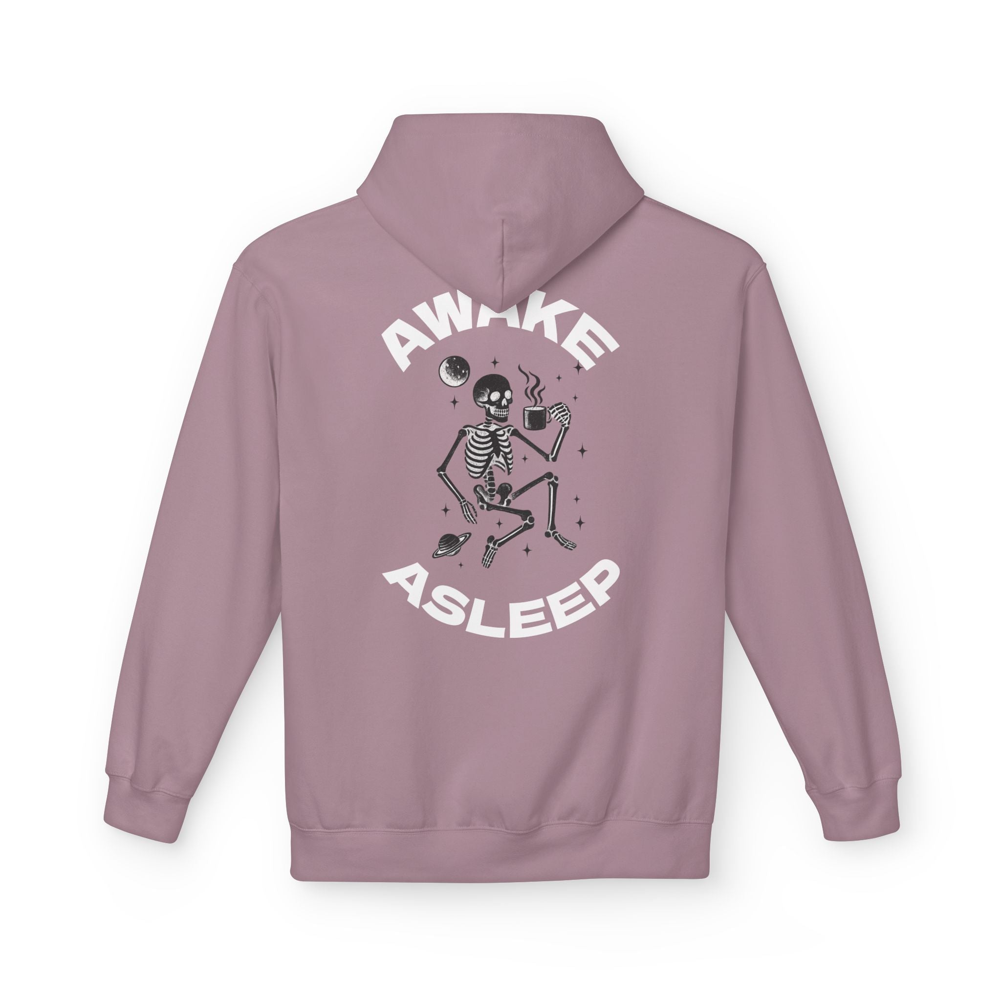 Unisex Awake Asleep Skeleton White Font Hoodie