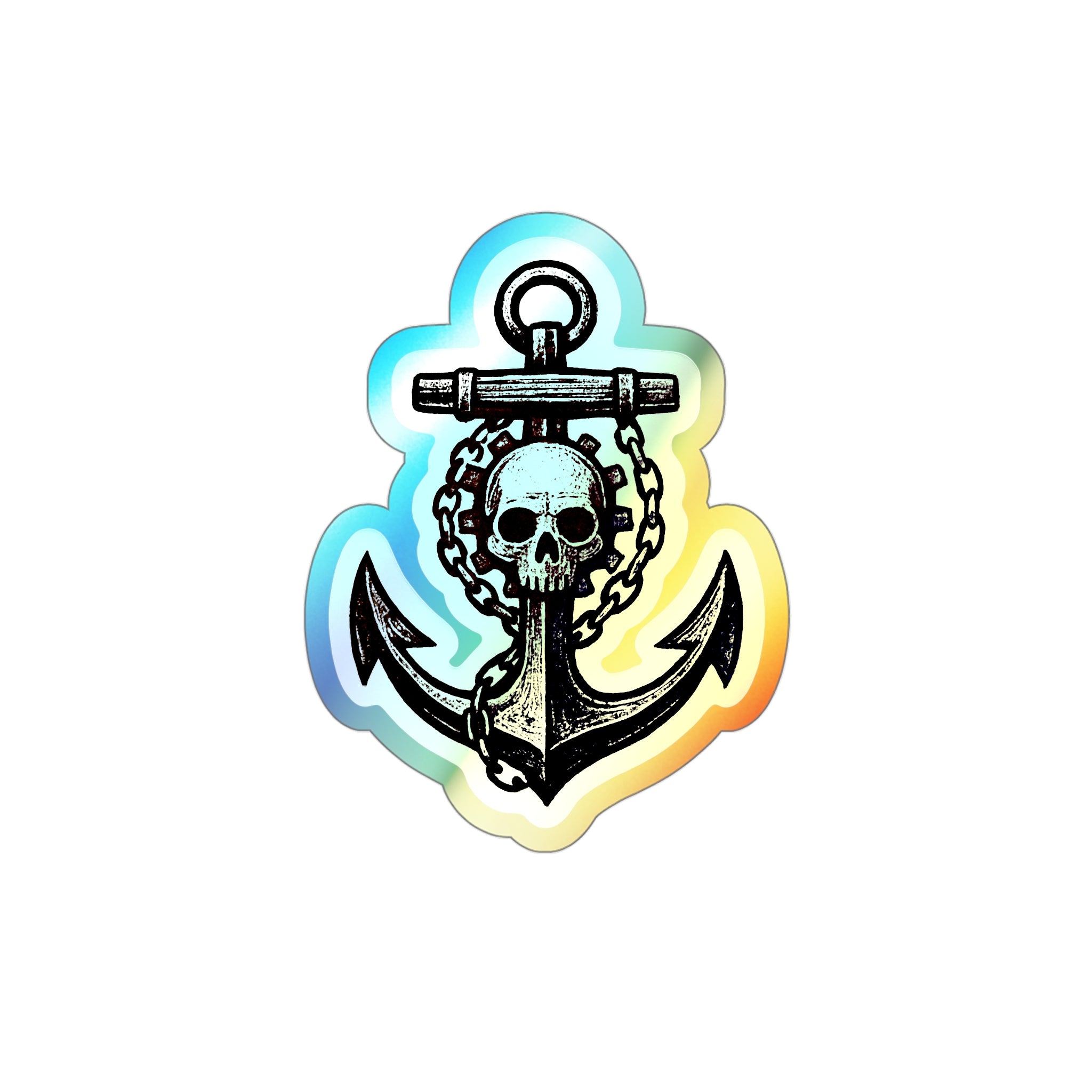 Holographic Gothic Skull Anchor Sticker