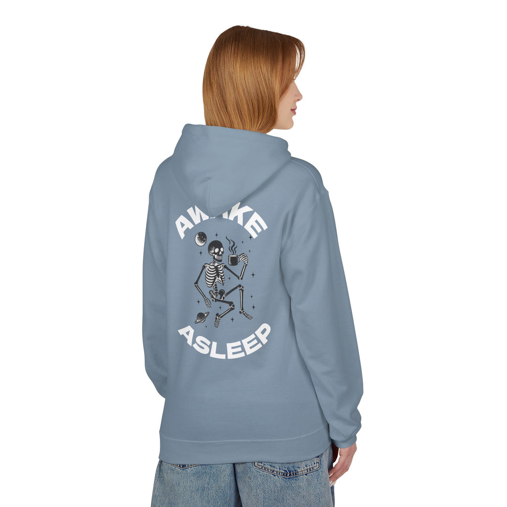 Unisex Awake Asleep Skeleton White Font Hoodie