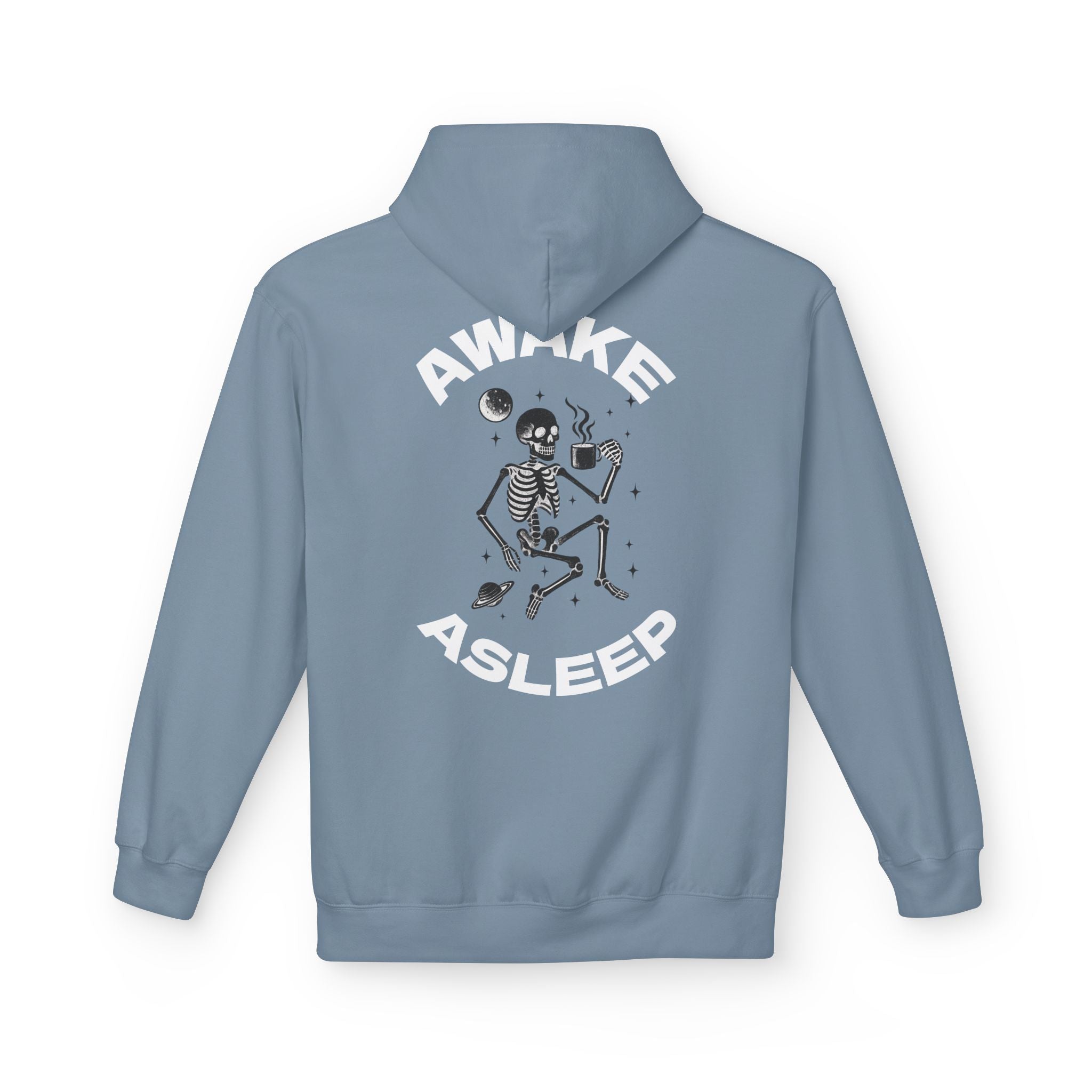 Unisex Awake Asleep Skeleton White Font Hoodie