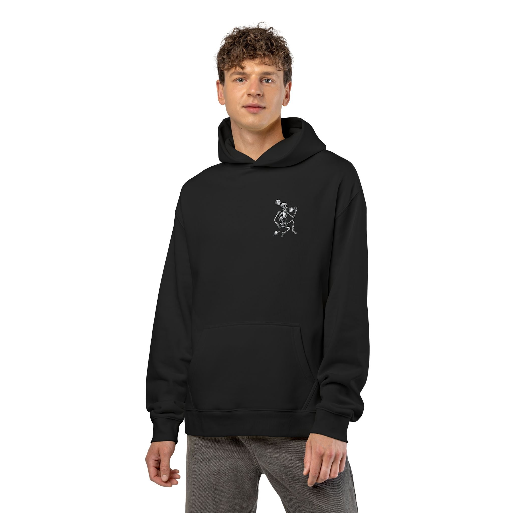Space Skeleton with Coffee - Preshrunk Relaxed Hoodie